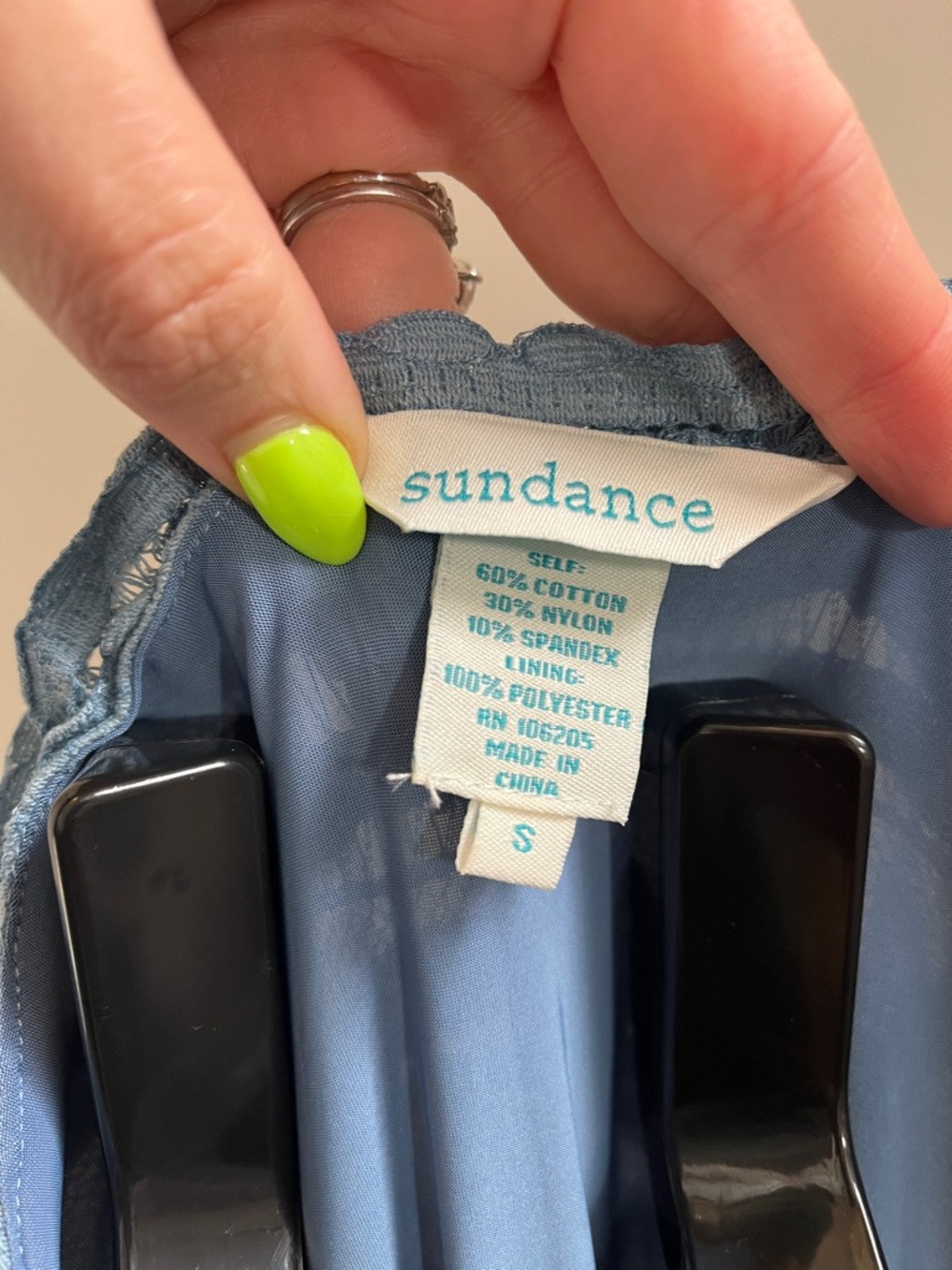 Sundance Dusty Blue Lace Maxi Dress with Scoop Neck - Size Small - Picture 3 of 5